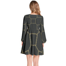 Load image into Gallery viewer, Lantern Sleeve Deep V-Neck Short Dress