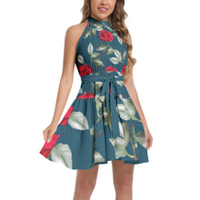 Load image into Gallery viewer, Ruffle Hem Belted Halter Dress