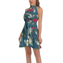 Load image into Gallery viewer, Ruffle Hem Belted Halter Dress