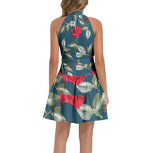 Load image into Gallery viewer, Ruffle Hem Belted Halter Dress